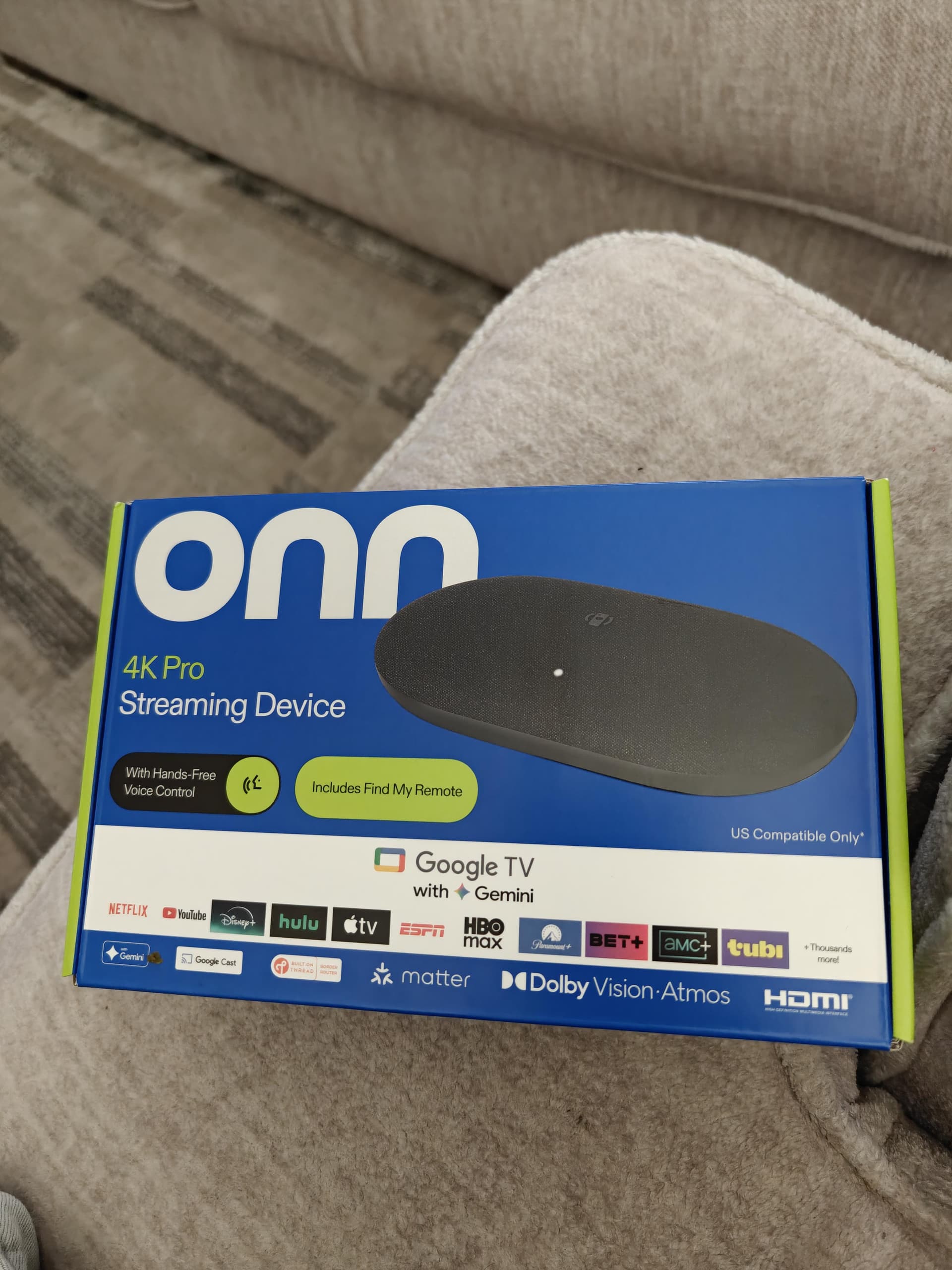 ONN 4K Pro Streaming Device — perfect for TVNado IPTV with TiviMate, Google TV, Dolby Vision Atmos